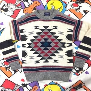 Vintage 90s pattern Gant Holiday Wool Sweater Size Large